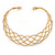 Gold Tone Textured Plaited Choker Necklace - Adjustable - view 7