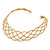 Gold Tone Textured Plaited Choker Necklace - Adjustable - view 6