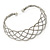 Silver Tone Textured Plaited Choker Necklace - Adjustable - view 7