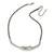 Silver Plated Mesh Chain, Curvy Bar with Sliding Tunnel Pendant Necklace - 40cm L/ 8cm Ext