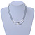 Hammered Double Loop Pendant with Light Grey Leather Cords Necklace In Light Silver Tone - 40cm L/ 7cm Ext - view 2