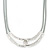 Hammered Double Loop Pendant with Light Grey Leather Cords Necklace In Light Silver Tone - 40cm L/ 7cm Ext - view 3
