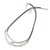Hammered Double Loop Pendant with Light Grey Leather Cords Necklace In Light Silver Tone - 40cm L/ 7cm Ext