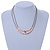Hammered Double Loop Pendant with Beige Leather Cords Necklace In Rose Gold Tone - 40cm L/ 7cm Ext - view 2