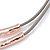 Hammered Double Loop Pendant with Beige Leather Cords Necklace In Rose Gold Tone - 40cm L/ 7cm Ext - view 4