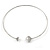 Crystal Double Pearl Bead Bar Choker Necklace In Silver Tone