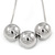 Silver Tone Polished 3 Ball Pendant with Snake Style Chain - 68cm L/ 7cm Ext - view 6