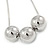 Silver Tone Polished 3 Ball Pendant with Snake Style Chain - 68cm L/ 7cm Ext - view 9