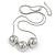 Silver Tone Polished 3 Ball Pendant with Snake Style Chain - 68cm L/ 7cm Ext - view 3