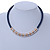 Dark Blue Leather with Gold/ Silver/ Rose Gold Rings Magnetic Necklace - 43cm L - view 2