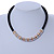 Black Leather with Gold/ Silver/ Rose Gold Rings Magnetic Necklace - 43cm L - view 2