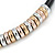 Black Leather with Gold/ Silver/ Rose Gold Rings Magnetic Necklace - 43cm L - view 3