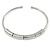 Polished Silver Tone Choker Necklace With Tunnel Pendant - Adjustable
