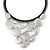 Statement Bib Style Choker Necklace with Black Ribbon In Silver Tone - 45cm L/ 5cm Ext - view 3