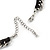 Statement Bib Style Choker Necklace with Black Ribbon In Silver Tone - 45cm L/ 5cm Ext - view 6