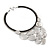 Statement Bib Style Choker Necklace with Black Ribbon In Silver Tone - 45cm L/ 5cm Ext - view 8