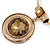 Large Round Champagne Glass Medallion Pendant with Gold Plated Metal Bar Necklace - 45cm L - view 4