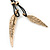 Vintage Inspired Gold Tone Feather Pendant with Black Waxed Cords - 50cm L/ 4cm Ext - view 10