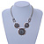 Triple Circle With Light Grey Glass Stone Chunky Silver Tone Chain Necklace - 48cm L/ 6cm Ex - view 2