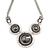 Triple Circle With Light Grey Glass Stone Chunky Silver Tone Chain Necklace - 48cm L/ 6cm Ex - view 3