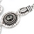Triple Circle With Light Grey Glass Stone Chunky Silver Tone Chain Necklace - 48cm L/ 6cm Ex - view 6