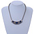 Vintage Inspired Mesh Chain With Midnight Blue/ Clear Crystal Sliding Bar Pendant Necklace In Silver Tone - 44cm L/ 4cm Ext - view 2