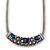 Vintage Inspired Mesh Chain With Midnight Blue/ Clear Crystal Sliding Bar Pendant Necklace In Silver Tone - 44cm L/ 4cm Ext - view 3