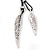 Vintage Inspired Silver Tone Feather Pendant with Black Waxed Cords - 50cm L/ 4cm Ext - view 9