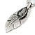 Vintage Inspired Leaf Pendant with Black Waxed Cords In Silver Tone - 44cm L/ 5cm Ext - view 4