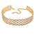 3 Row Clear Crystal Choker Necklace In Gold Tone Metal - 29cm L/ 11cm Ext - view 9