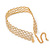 3 Row Clear Crystal Choker Necklace In Gold Tone Metal - 29cm L/ 11cm Ext - view 8