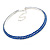 2-Row Sapphire Blue Austrian Crystal Choker Necklace In Silver Tone Metal - 38cm L/ 10cm Ext - view 6