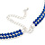 2-Row Sapphire Blue Austrian Crystal Choker Necklace In Silver Tone Metal - 38cm L/ 10cm Ext - view 5
