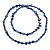 Long Inky Blue Shell Nugget and Glass Crystal Bead Necklace - 110cm L - view 6