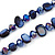 Long Inky Blue Shell Nugget and Glass Crystal Bead Necklace - 110cm L - view 3