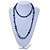 Long Inky Blue Shell Nugget and Glass Crystal Bead Necklace - 110cm L - view 2