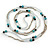Extra Long Glass, Acrylic Bead Necklace (Teal, Transparent, Silver) - 160cm L - view 3