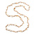 White Ceramic Bead, Off White Glass Nugget Orange Cotton Cord Long Necklace - 90cm L