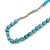 Long Turquoise Bead, Faux Pearl and Acrylic Bead Necklace - 124cm L - view 3
