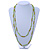 Long Lime Green, Light Olive Stone and Mirrored Silver Acrylic Bead Necklace - 150cm L - view 2