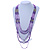 Long Multistrand Lavender, Pink, Plum Glass Bead Suede Cord Necklace - Adjustable - 140cm Max - view 2