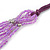 Long Multistrand Lavender, Pink, Plum Glass Bead Suede Cord Necklace - Adjustable - 140cm Max - view 5