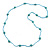 Long Light Blue Glass Bead, Ceramic Star Necklace - 108cm L - view 4
