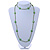 Long Kiwi Green Glass Bead, Ceramic Star Necklace - 108cm L - view 2