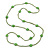 Long Kiwi Green Glass Bead, Ceramic Star Necklace - 108cm L
