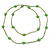 Long Kiwi Green Glass Bead, Ceramic Star Necklace - 108cm L - view 6