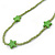 Long Kiwi Green Glass Bead, Ceramic Star Necklace - 108cm L - view 3