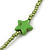 Long Kiwi Green Glass Bead, Ceramic Star Necklace - 108cm L - view 4