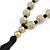 Long Black Glass/ Beige Ceramic Bead with Silk Black Tassel Necklace - 96cm L/ 9cm Tassel - view 7