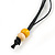 Long Yellow Neutral Wooden Flower Black Cotton Cord Necklace - 114cm L - view 5
